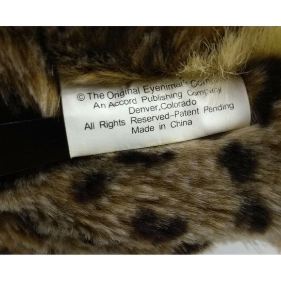 Vintage Eyenimal 9" Brown Mottled Owl Plushie With Big Green Moving Eyes - Picture 9 of 9